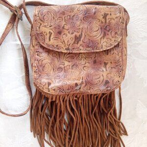 Floral Bag with Suede Fringe